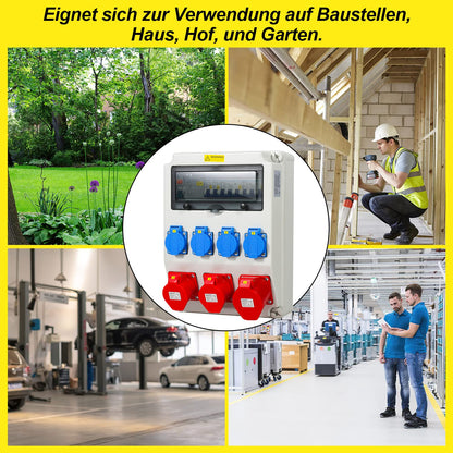 Herrselsam Baustrom Wandverteiler 32A/2x16A 4x230V LS/FI 5-polig