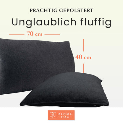 DYNMC you Sofakissen 40x70 cm Schwarz 2er Set mit Füllung und Bezug