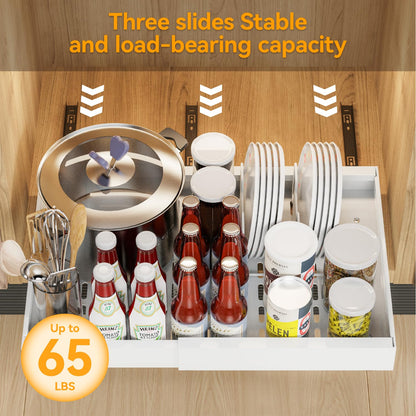 iHomara 2er Set Auszieh-Schubladen für Küchenschränke 53 cm tief