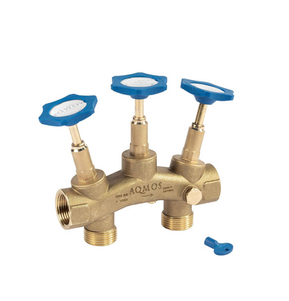 Aqmos Wasserenthärter Montageblock 1" IG/AG m. Verschneidung & Probeentnahme