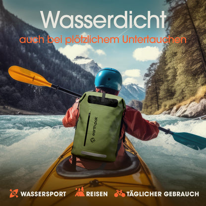 Earth Pak Summit wasserdichter Rucksack 35 L mit Rolltop, Grün