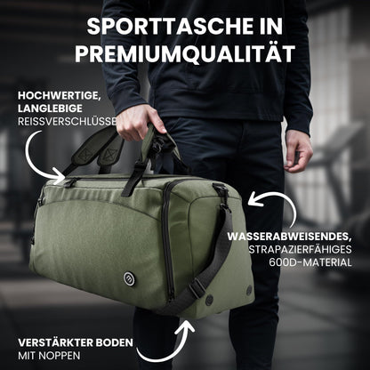 BeMaxx Sporttasche GR3 mit Rucksackfunktion, Schuhfach, 40 L, Grün