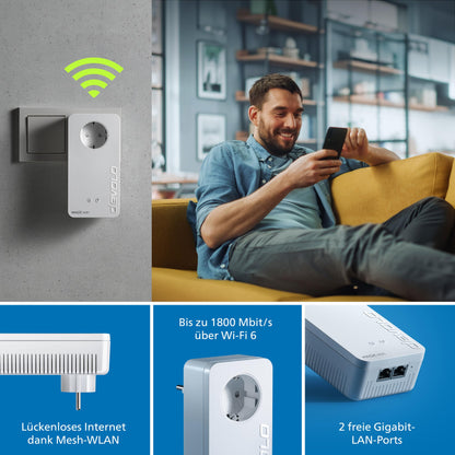 devolo Magic 2 WiFi 6 WLAN Powerline Erweiterungsadapter - Weiss