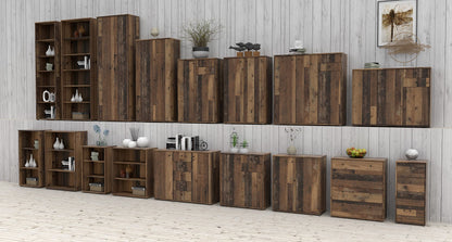 FORTE TEMPRA 2 Kommode mit 2 Türen und 2 Schubladen, Holzwerkstoff, Old – Wood Vintage Dekor, (B x H x T) 73,7 x 85,5 x 34,8 cm