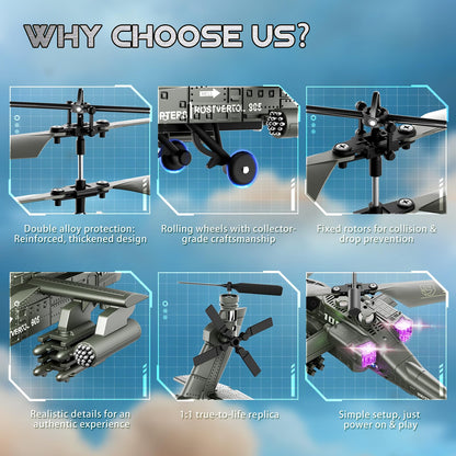 XIKOTEC RC Helikopter Militär, ferngesteuert mit LED, 2 Akkus, grün