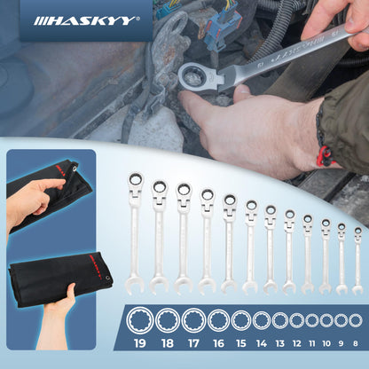 HASKYY Steckschlüssel Set Vielzahn XZN 1/2" - 33-teilig