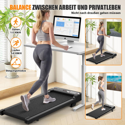 HomeFitnessCode Walking Pad Untertisch Laufband Neigung - Schwarz/Weiss