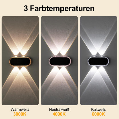 Hiromeco Solar Wandleuchte Aussen 6er-Set Up Down 3000K/4000K/6000K