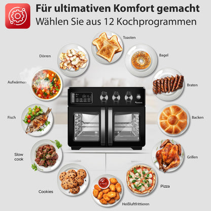 TurboTronic 4in1 Mini Backofen – 32L Heissluftfritteuse Schwarz