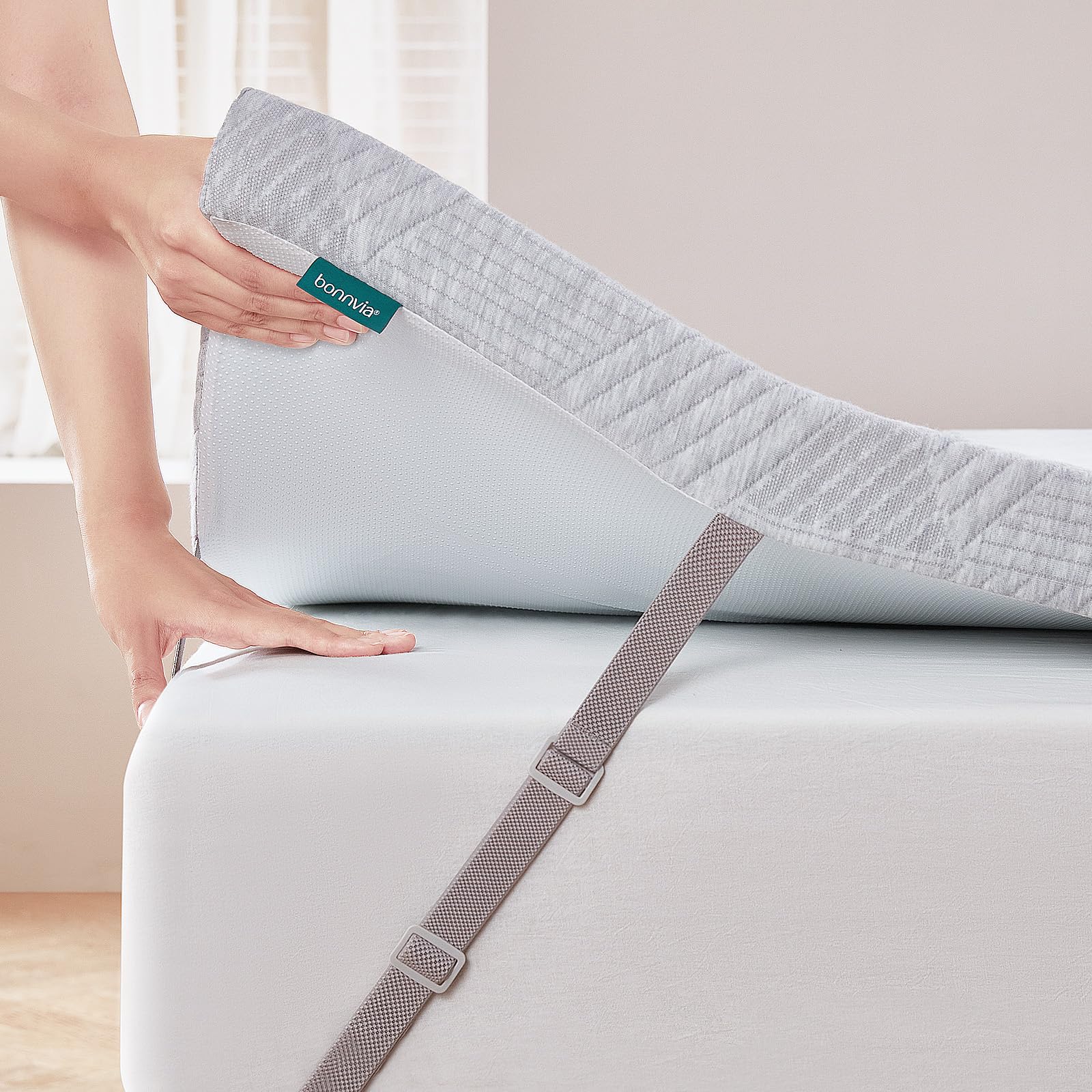 Bonnvia Gelschaum Matratzen Topper – 180x200cm H2/H3, rechteckig, weiß. Optimiert Liegekomfort und Härtegrad der Matratze.