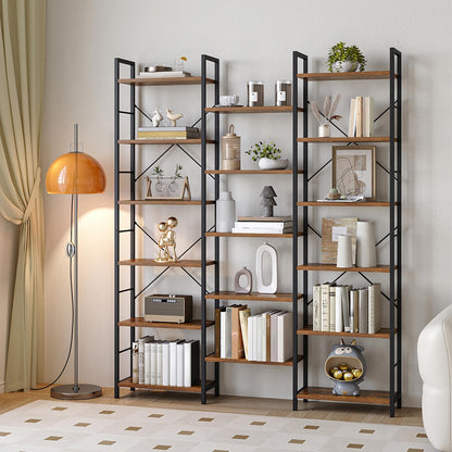 Hzuaneri Bücherregal 6 Etagen – Vintage Braun-Schwarz BC10101B