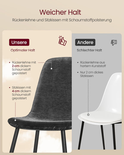 VASAGLE Esszimmerstuhl 4er Set KDC188G01 – Schiefergrau