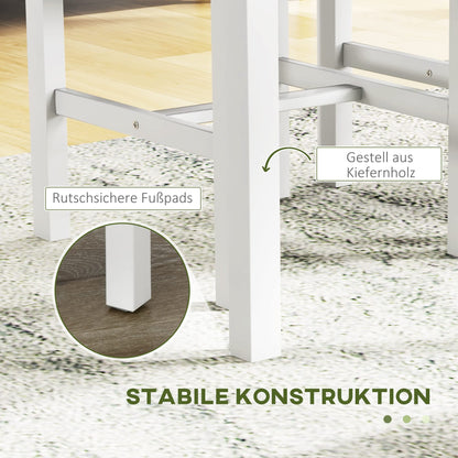HOMCOM Essgruppe 4-teilig – Tisch, 2 Stühle, Bank Grau/Weiss