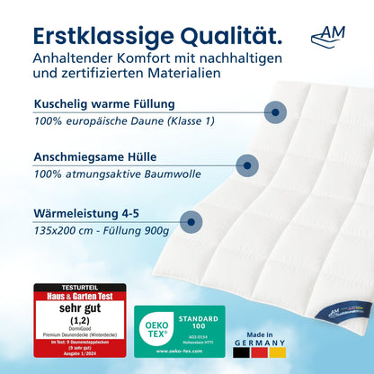 DormiGood Daunendecke Winter - 135x200, Kuschelig Warm