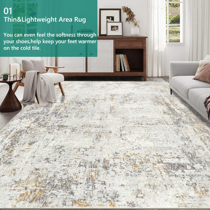 Capslpad Abstrakter Kurzflor Teppich – Beige 200x300cm, waschbar