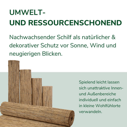Natursache Schilfrohrmatte Sichtschutz 1 x 6 m für Balkon und Garten