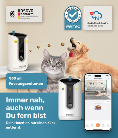 PetTec® Haustierkamera & Futterspender – 360° Leckerliauswurf