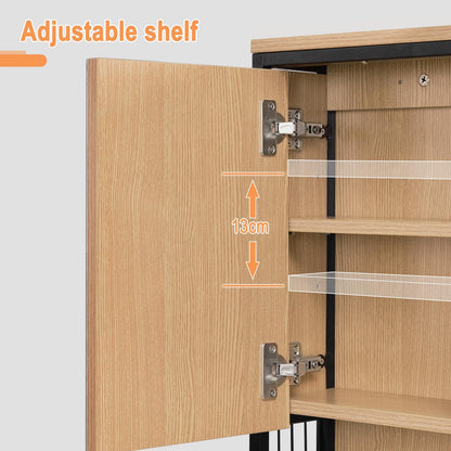 EUGAD Spiegelschrank mit LED-Beleuchtung, schwarz + helle Eiche