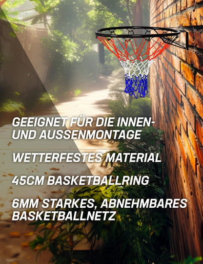 STREET SKILLER Basketballkorb mit Wandhalterung und Netz, 45 cm