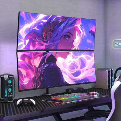 PROFIX Monitor Halterung Vertikal 2 Bildschirme 17-49 Zoll, Schwarz