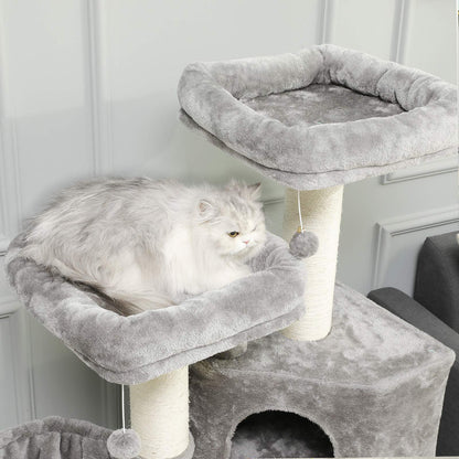 MSmask Kratzbaum XXL Katzenbaum - mit Sisalsäulen & 2 Plattformen