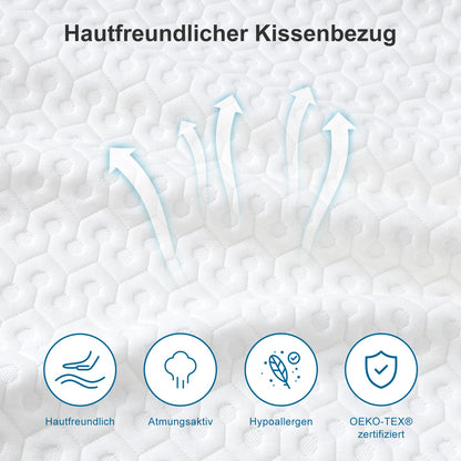 BedStory Gel Memory Foam Kopfkissen 60x40 cm, 10 cm, Seitenschläfer