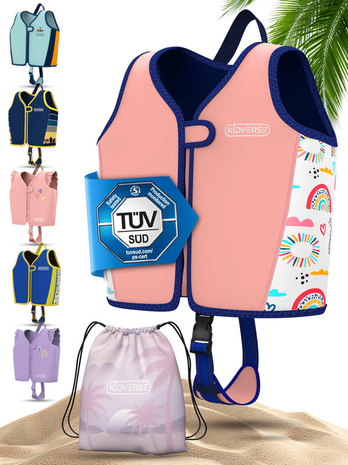KIDVERSE Schwimmweste Kinder 3-6 Jahre, TÜV-geprüfte Schwimmhilfe aus Neopren mit Reissverschluss