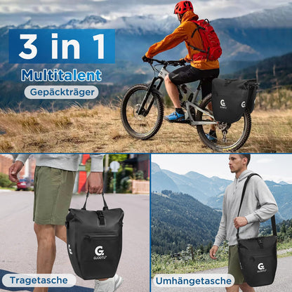 GUOOTU Gepäckträgertasche 2er Set, wasserdicht, 48 L, Schwarz