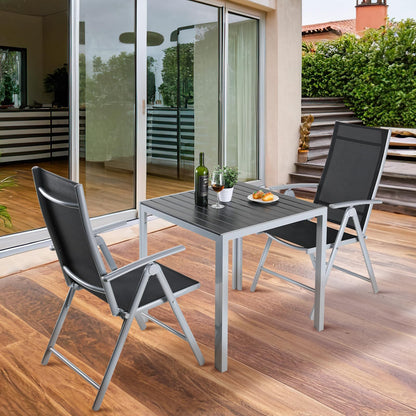 LIFERUN Gartentisch Aluminium WPC 75x75 cm, Balkontisch Silber-Grau