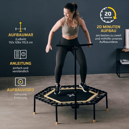 SportPlus Fitness Trampolin Indoor Haltestange Gummiseil 130kg