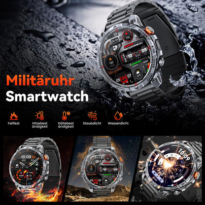 Haulvean Militär Smartwatch Herren mit 1000-mAh-Akku und HD-Display