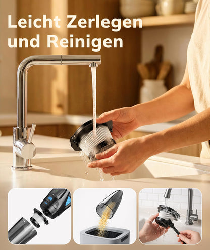 Topipop Akku-Handstaubsauger GV09 kabellos mit HEPA-Filter Schwarz