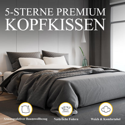 Orange Wave Daunenkissen 40x80 cm, 3-Kammer-Kopfkissen mit 950 g