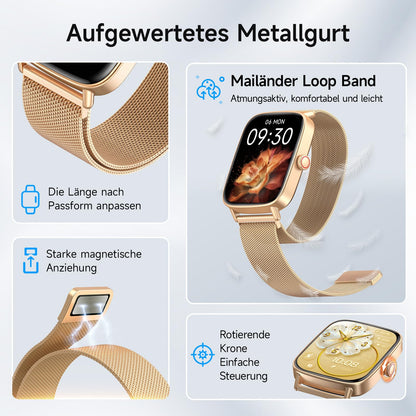 AEAC Smartwatch Damen mit Telefonfunktion, IP68, 110+ Sportmodi