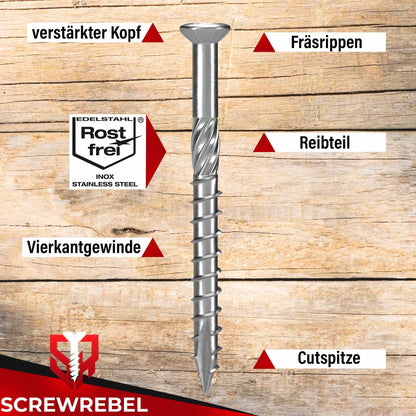 SCREW REBEL Terrassenschrauben 5 x 60 mm Edelstahl C1, 500 Stück