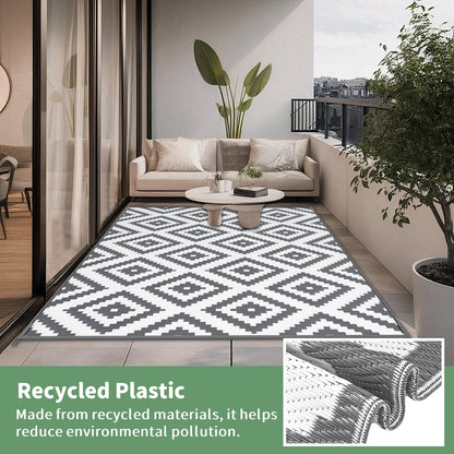Habaylin Outdoor Teppich wetterfest wendbar 180x270 cm Grau