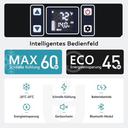 EUHOMY Kompressor Kühlbox 40L CF-45 mit App-Steuerung, 12V/24V