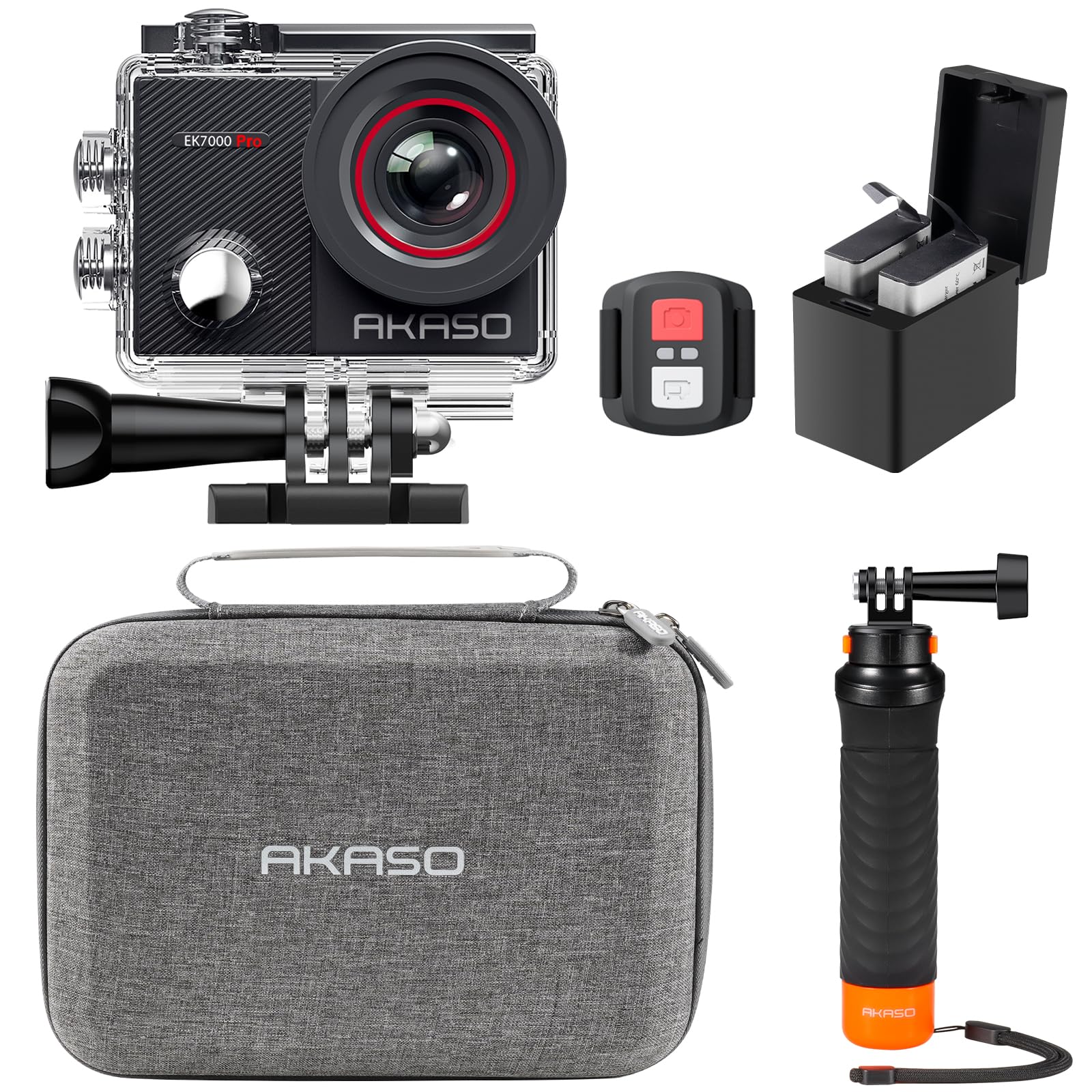 AKASO EK7000 Pro Action Cam 4K 20MP wasserdicht mit Touchscreen – Unterwasserkamera bis 40 m mit schwimmendem Handgriff