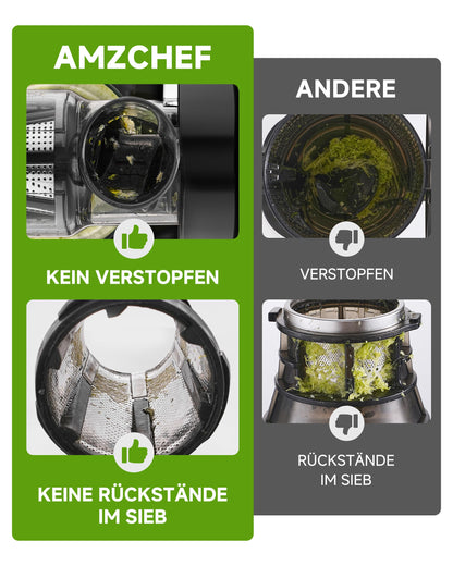AMZCHEF Slow Juicer Entsafter für Gemüse & Obst - Silber