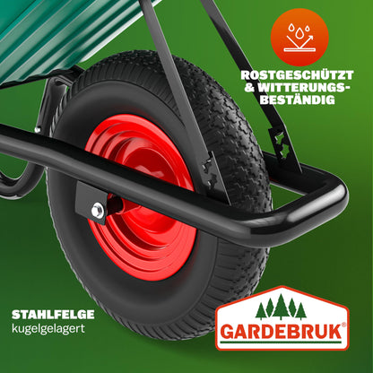GARDEBRUK Bauschubkarre 100L Kunststoffwanne Luftreifen