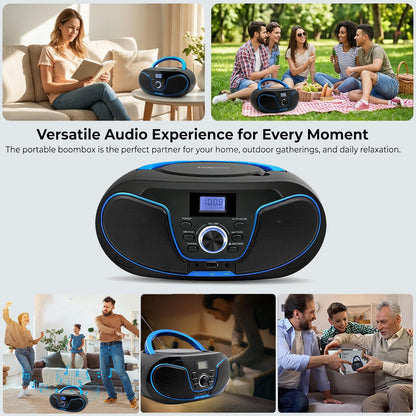 LONPOO LP-D02 CD-Player Boombox mit Bluetooth, UKW-Radio und USB