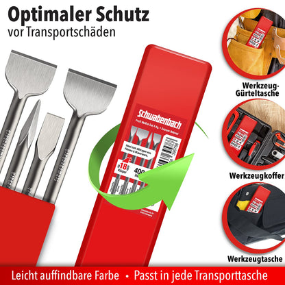 SCHWABENBACH SDS Max Meissel-Set 400 mm 4-teilig mit Fliesenmeissel