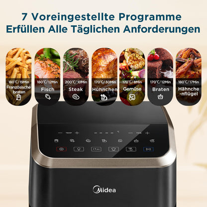 Midea Heissluftfritteuse 5L HeatXpress Easy-View – Schwarz