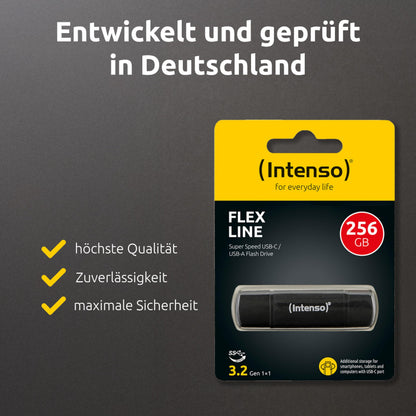 Intenso Flex Line USB-Stick 256 GB, USB-C & USB-A, Schwarz