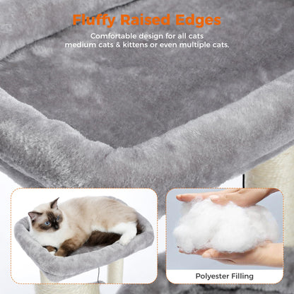 PAWZ Road Katzenbaum klein mit Sisal-Kratzbaum und Katzenhöhle, Grau
