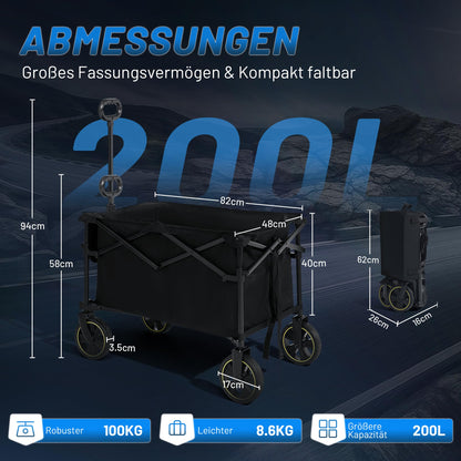 TIMBER RIDGE Faltbarer Bollerwagen Gartenwagen All-Terrain 200L