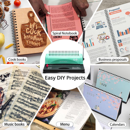 OFFNOVA Bindemaschine 21-Loch Spiralbindung 450 Blatt - Starter Kit