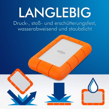 LaCie Rugged Mini 2TB Externe Festplatte USB-C Rescue Service