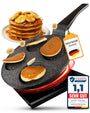 Amalindo Pancake Pfanne 4 Loch, Ø 26 cm, Induktion, Antihaft aus Aluminiumguss mit vier runden Mulden