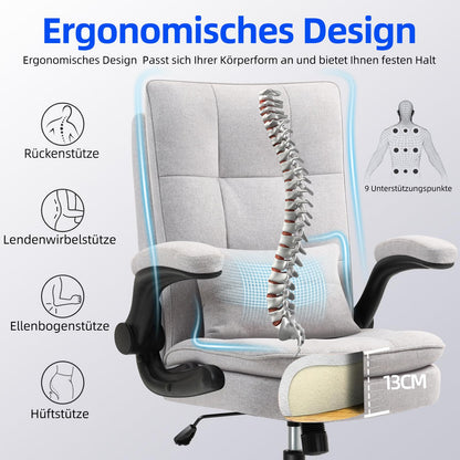 Asukale Ergonomischer Schreibtischstuhl mit hoher Rückenlehne Grau